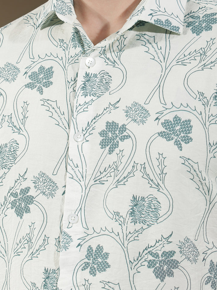 Blue Floral Print Shirt