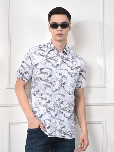 Grey Camouflage Print Shirt
