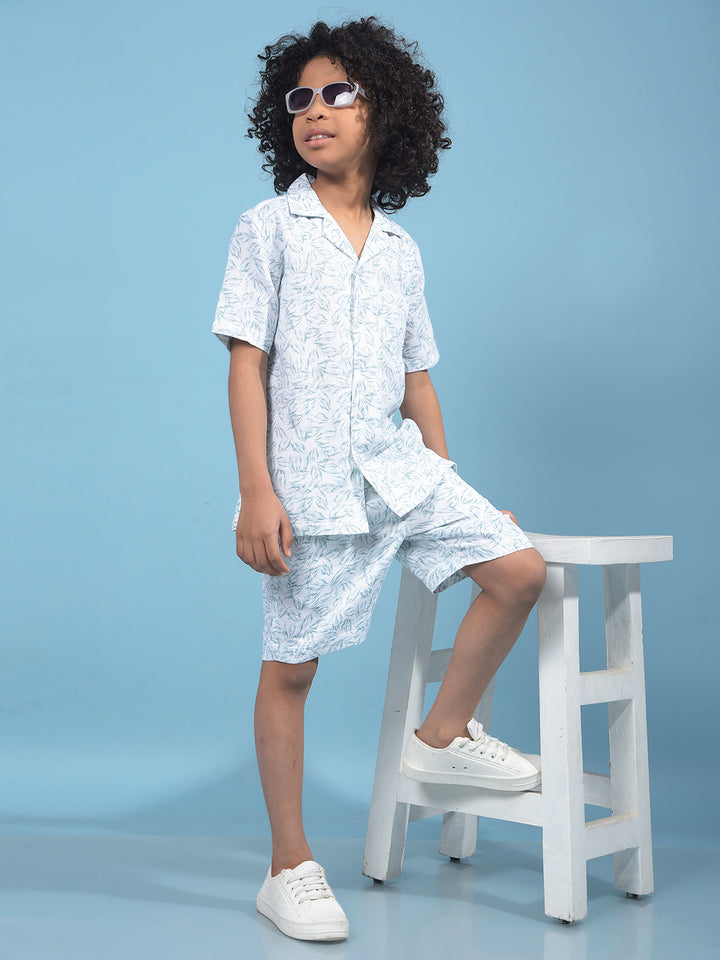 Green Floral Print Shorts