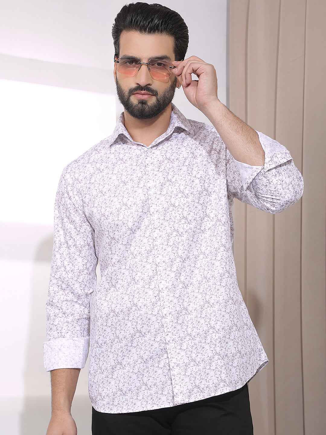 Purple Floral Print Shirt