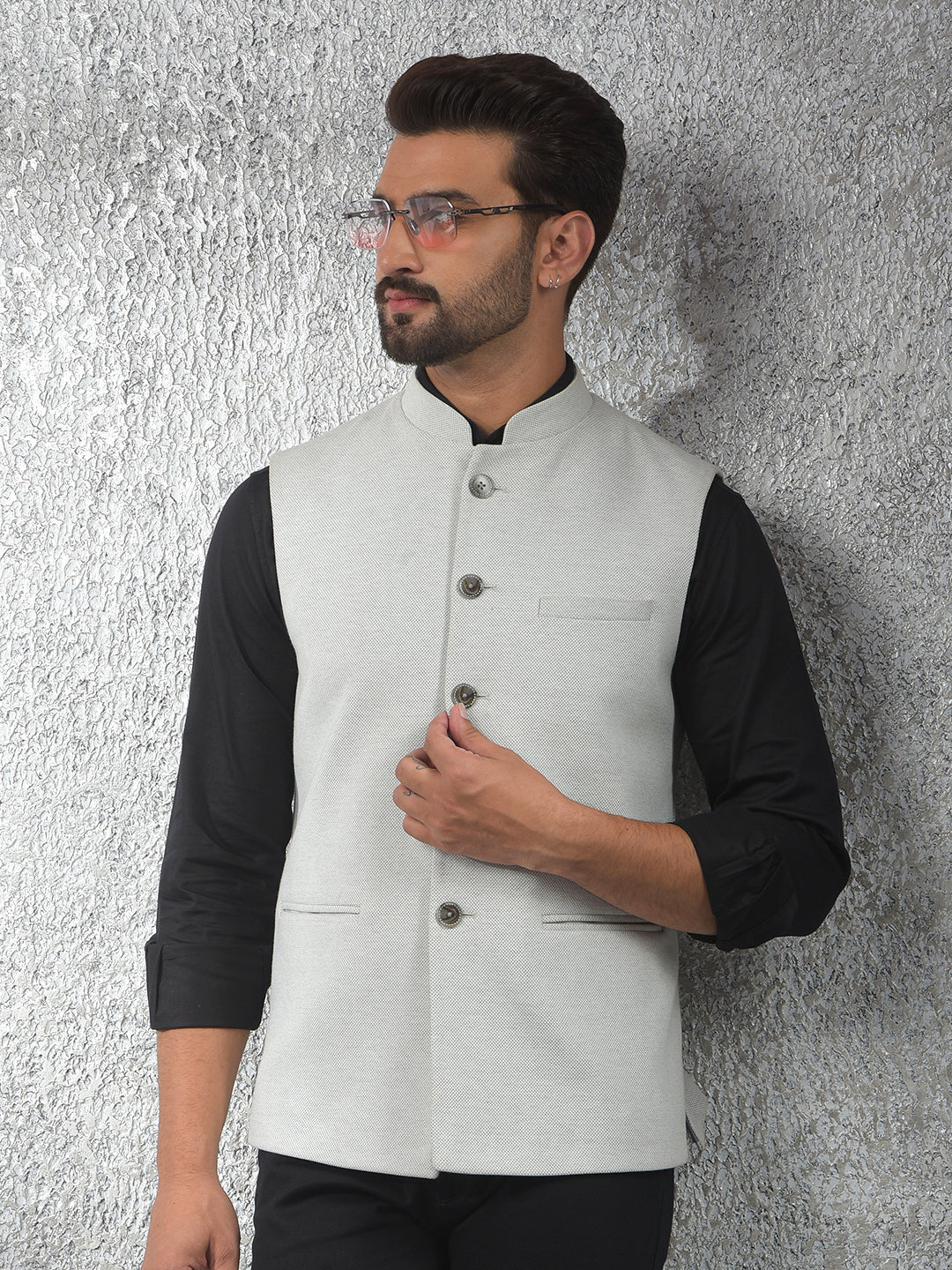 Athleisure Grey Jacquard Waist Coat