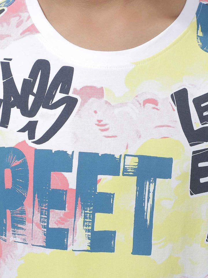 Multi-Color Typography Print T-Shirt