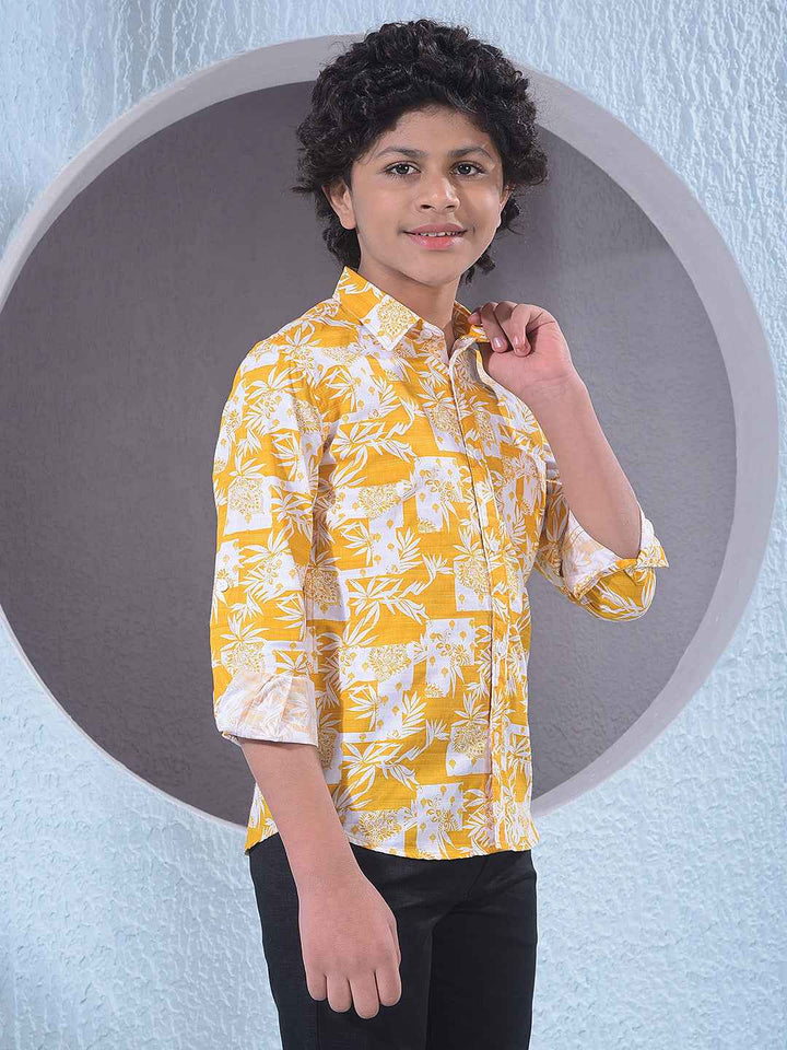 Mustard Floral Print Shirt