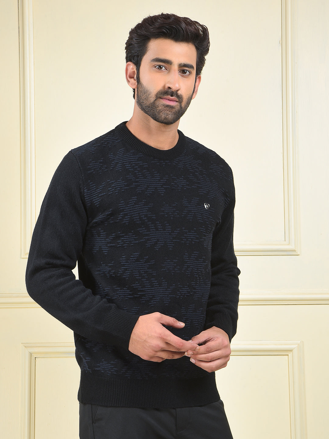 Ultra Soft Black Jacquard Sweater