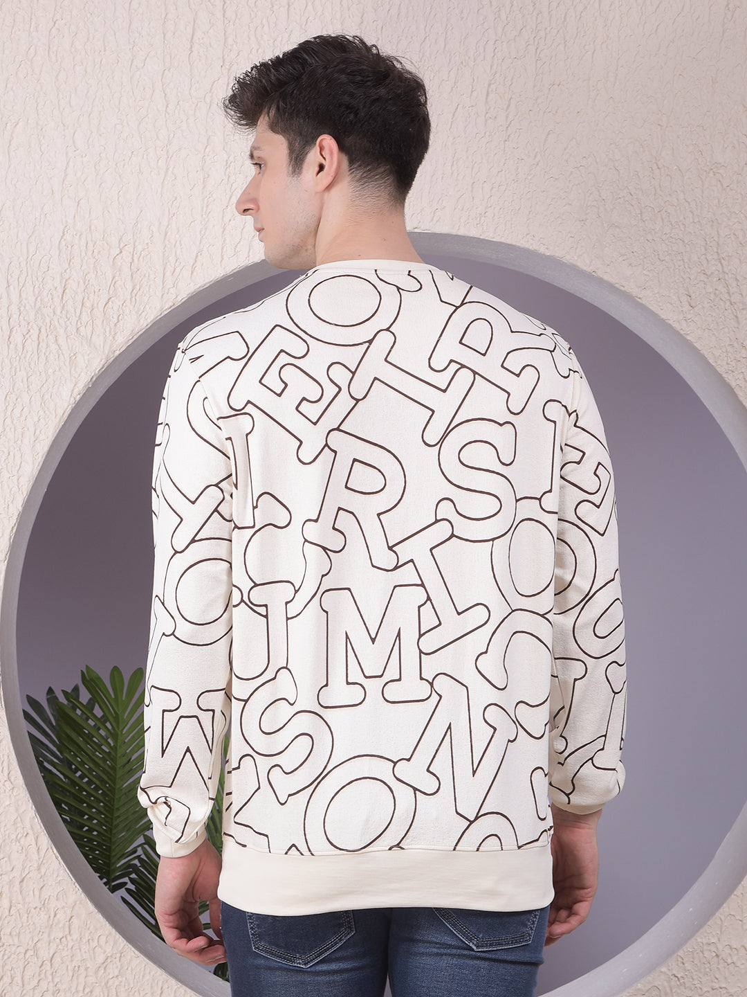 Cream Typographic Print Sweatshirt