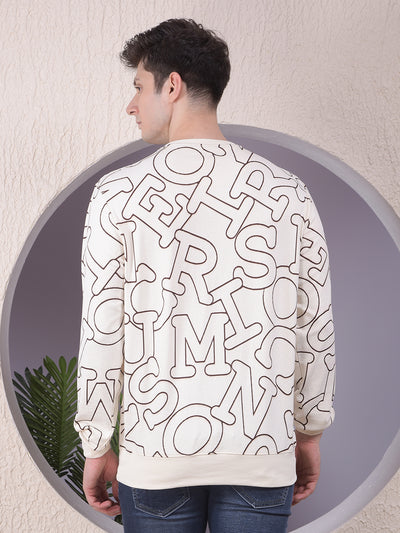Cream Typographic Print Sweatshirt