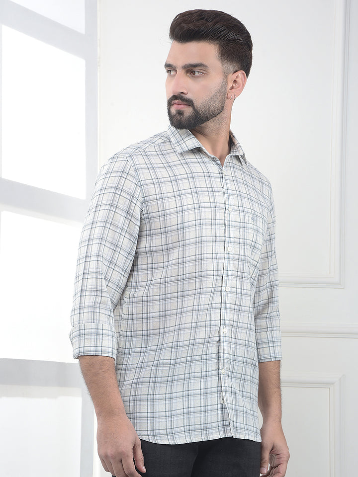 Cinereous Grey Checked Linen Shirt