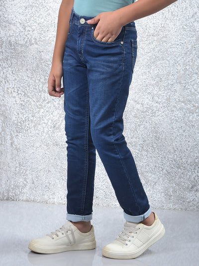 Stylish Dark Slim Fit Blue Jeans