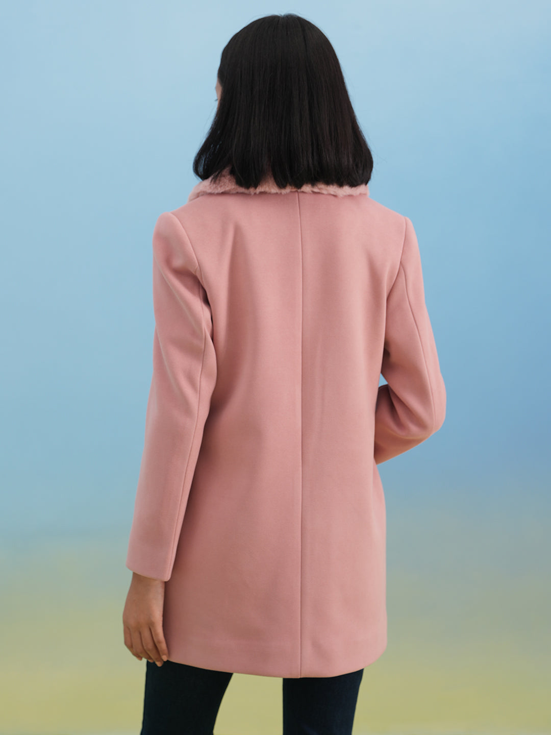 Dusty Pink Classic Woolen Coat