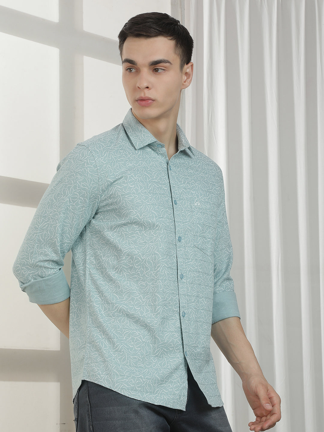 Green Printed 100% cotton Shirt