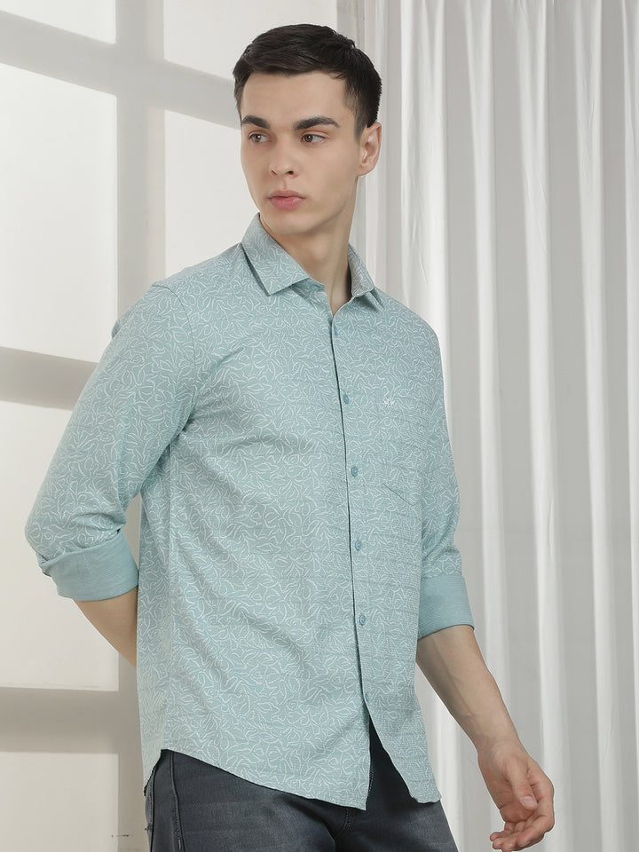 Green Printed 100% cotton Shirt