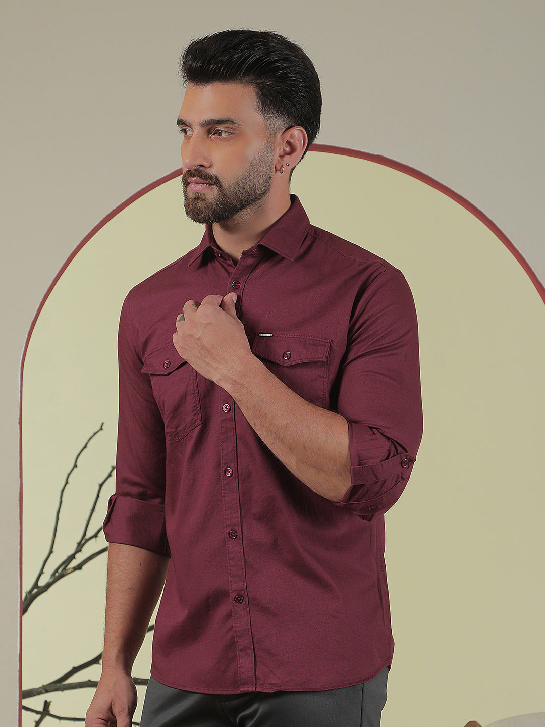 Maroon 100% Cotton Shirt