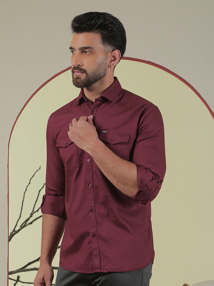 Maroon 100% Cotton Shirt