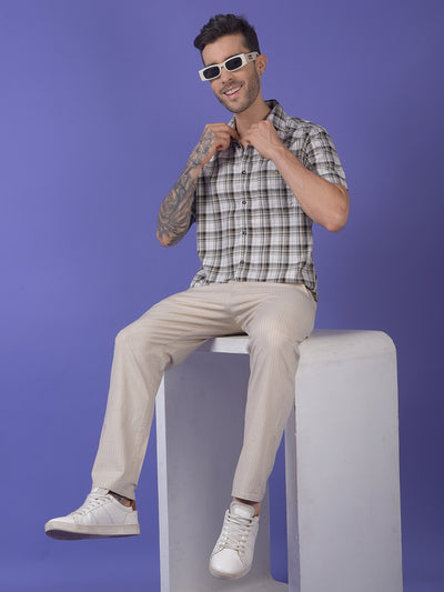 Olive Checked 100% Cotton Shirt