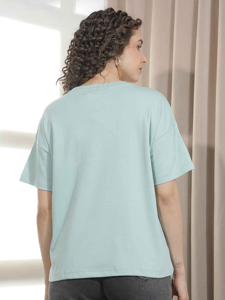 Blue Graphic Printed Oversize T-Shirt
