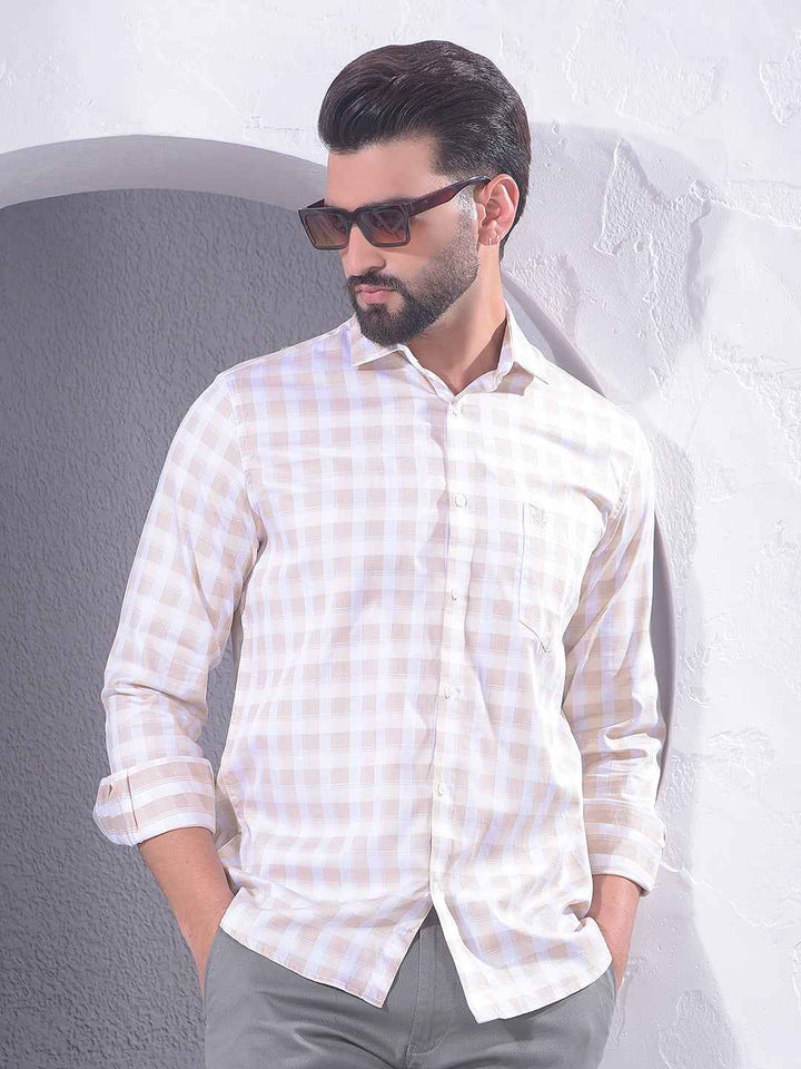 Tan Checked 100% Cotton Shirt