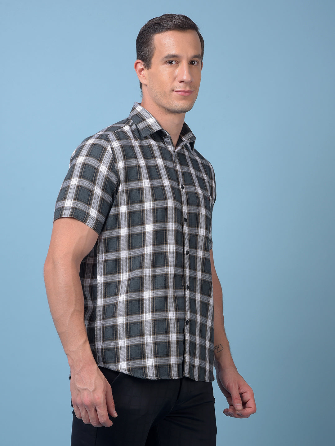Green Checked 100% Cotton Shirt