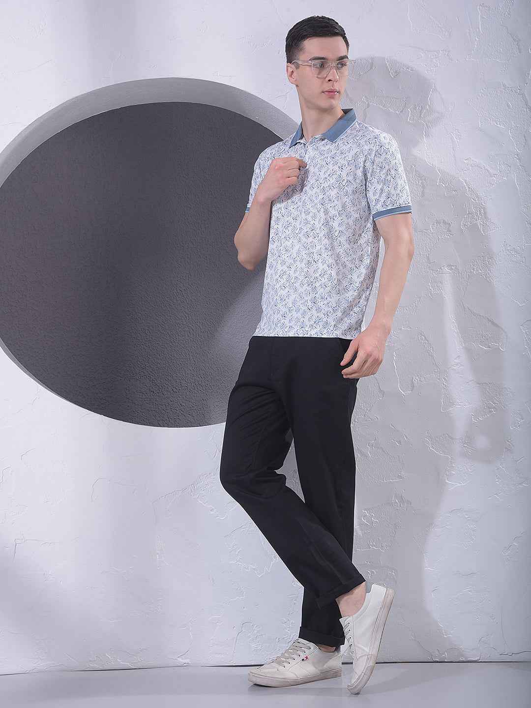 Blue Printed Accent T-Shirt