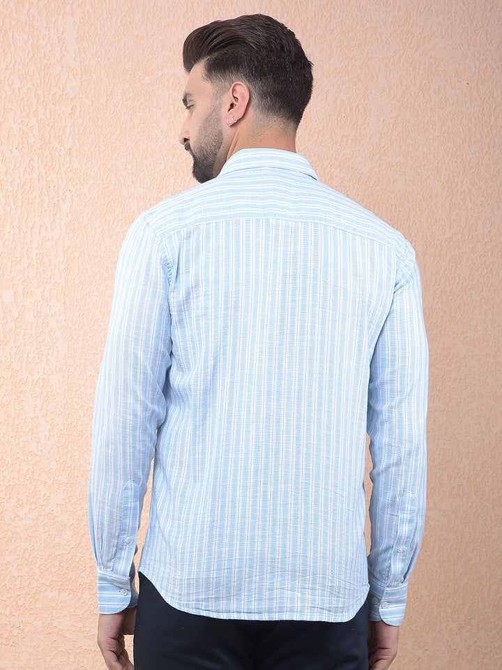 Blue Vertical Stripes 100% Cotton Shirt