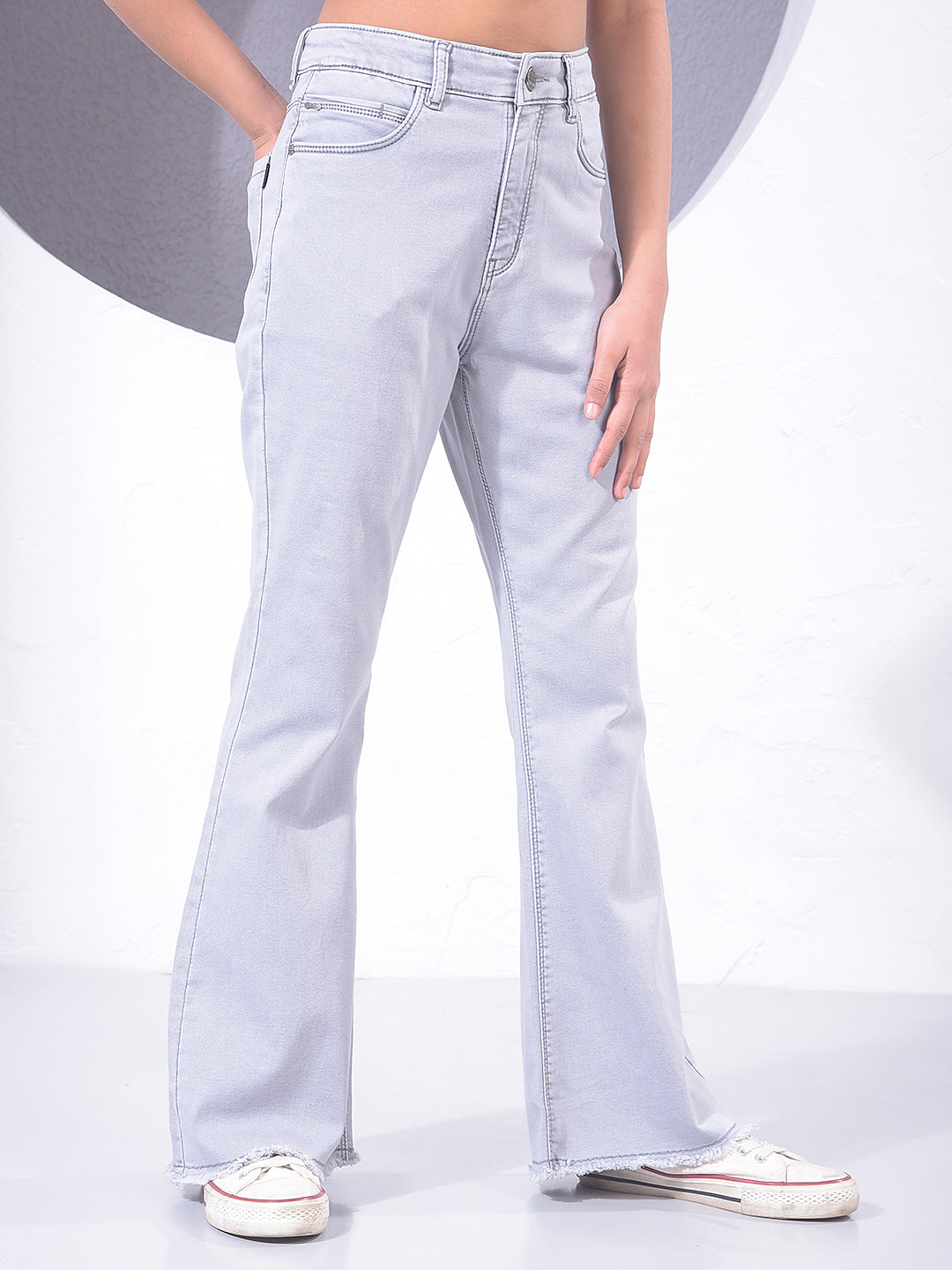 Silver Grey Soft-Wash Bootcut Jeans