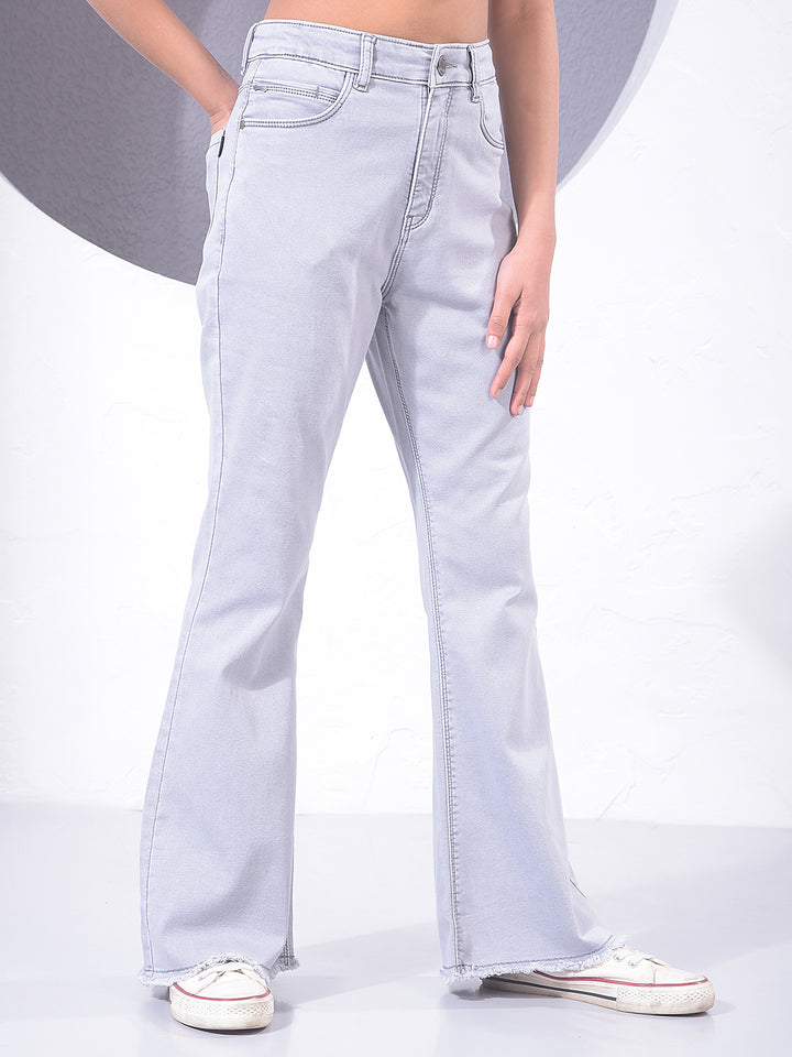 Silver Grey Soft-Wash Bootcut Jeans