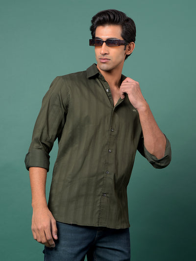 Green Vertical Stripes Shirt