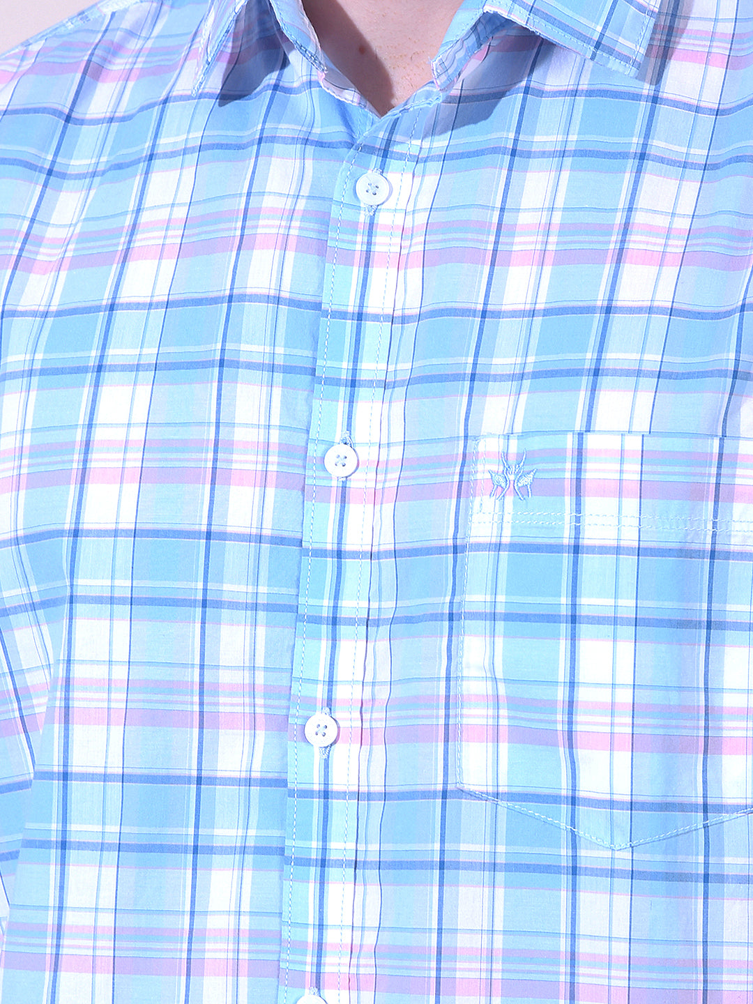 Blue Checked 100% Cotton Shirt