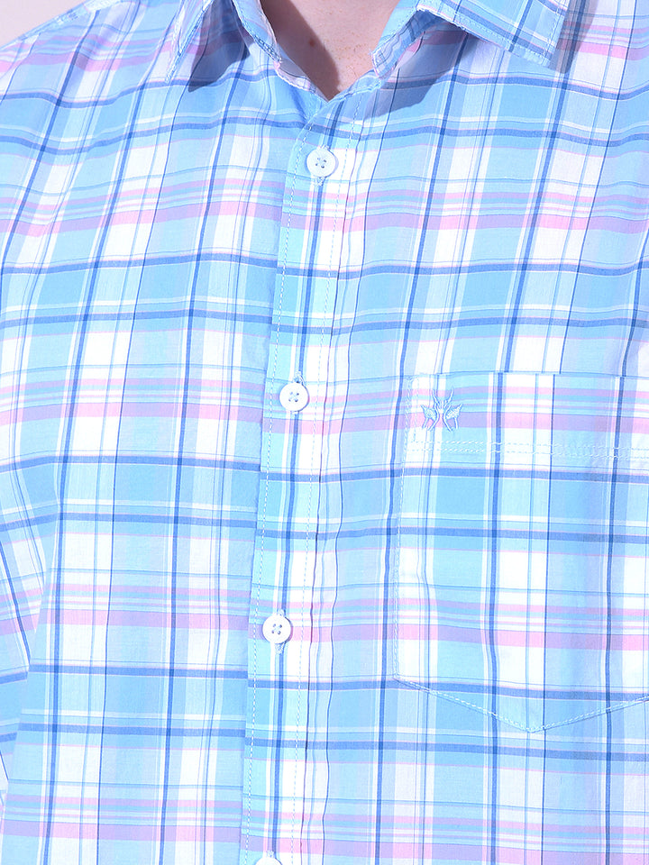 Blue Checked 100% Cotton Shirt