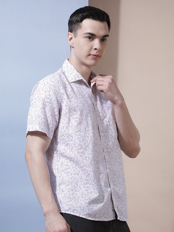 Purple Geometric Print 100% Cotton Shirt