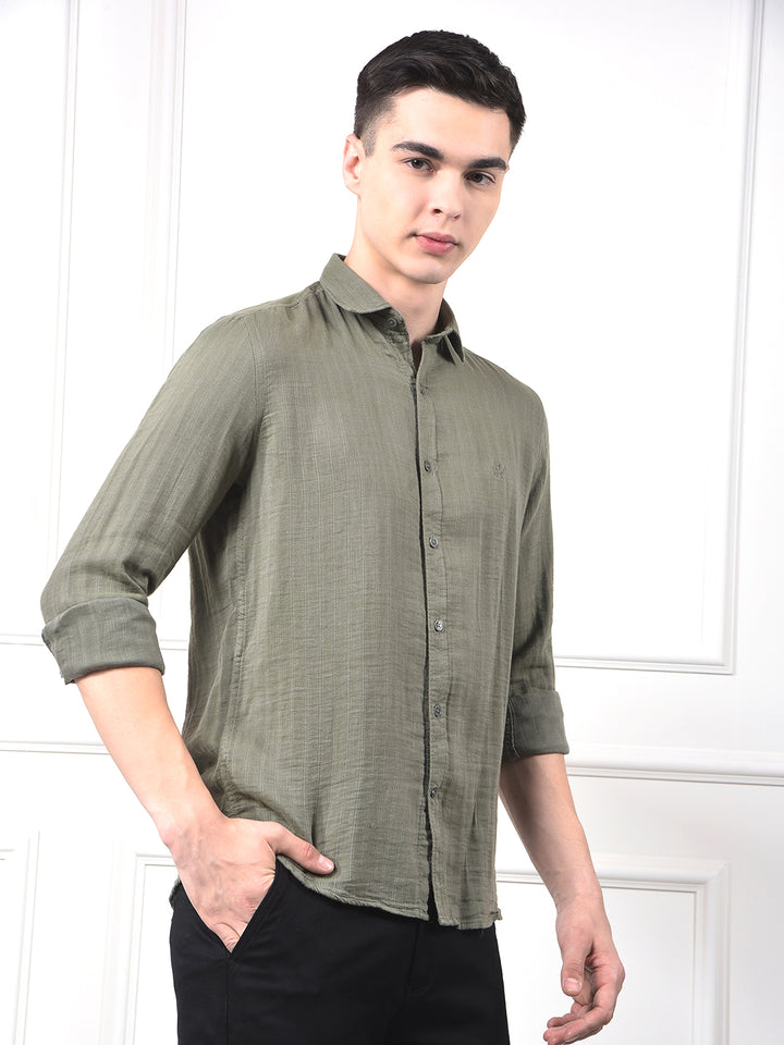 Green Vertical Stripes Shirt