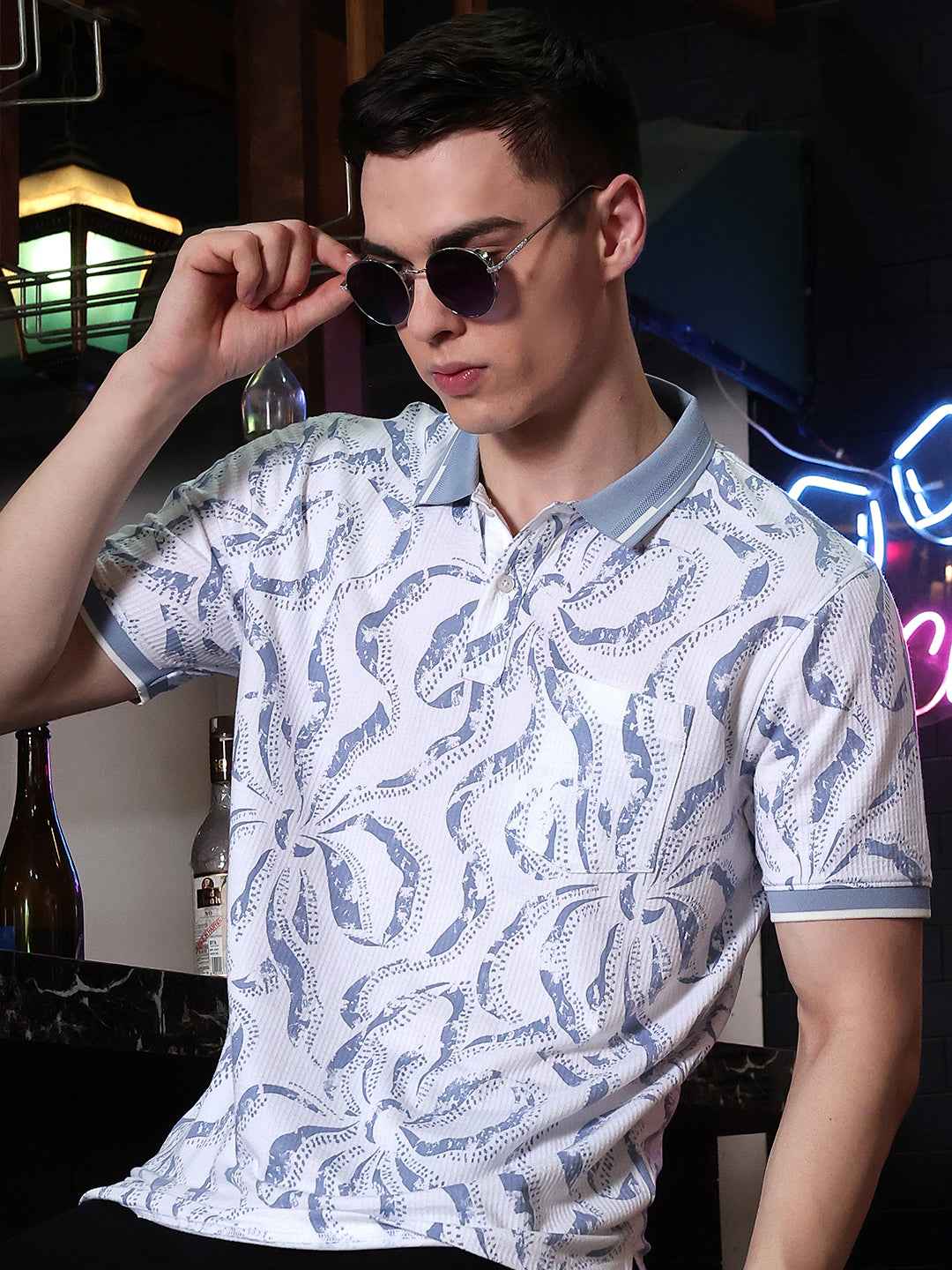 Blue Abstract Print T-Shirt