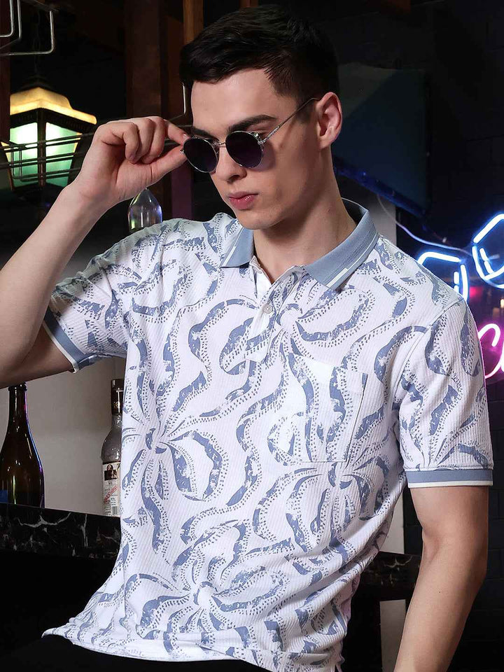 Blue Abstract Print T-Shirt