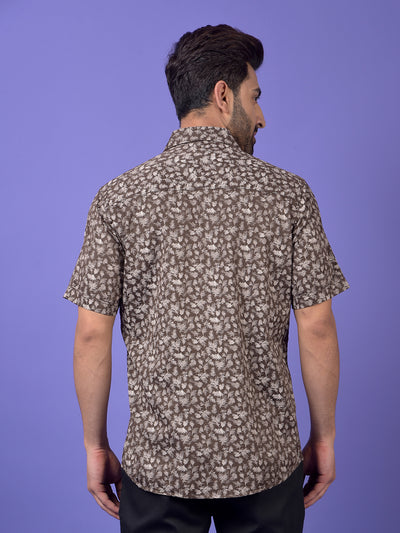 Brown Printed 100% Cotton Shirt