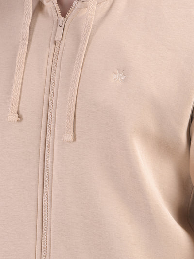 Luxe Beige Hooded Neck Sweatshirt