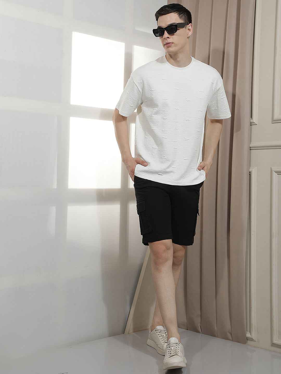 Stealth Black Multi-Pocket Cargo Shorts