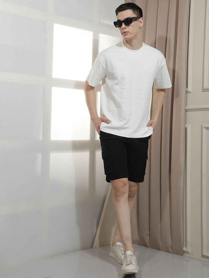 Stealth Black Multi-Pocket Cargo Shorts