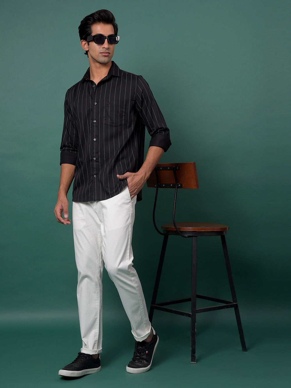 Black Vertical Stripes Shirt