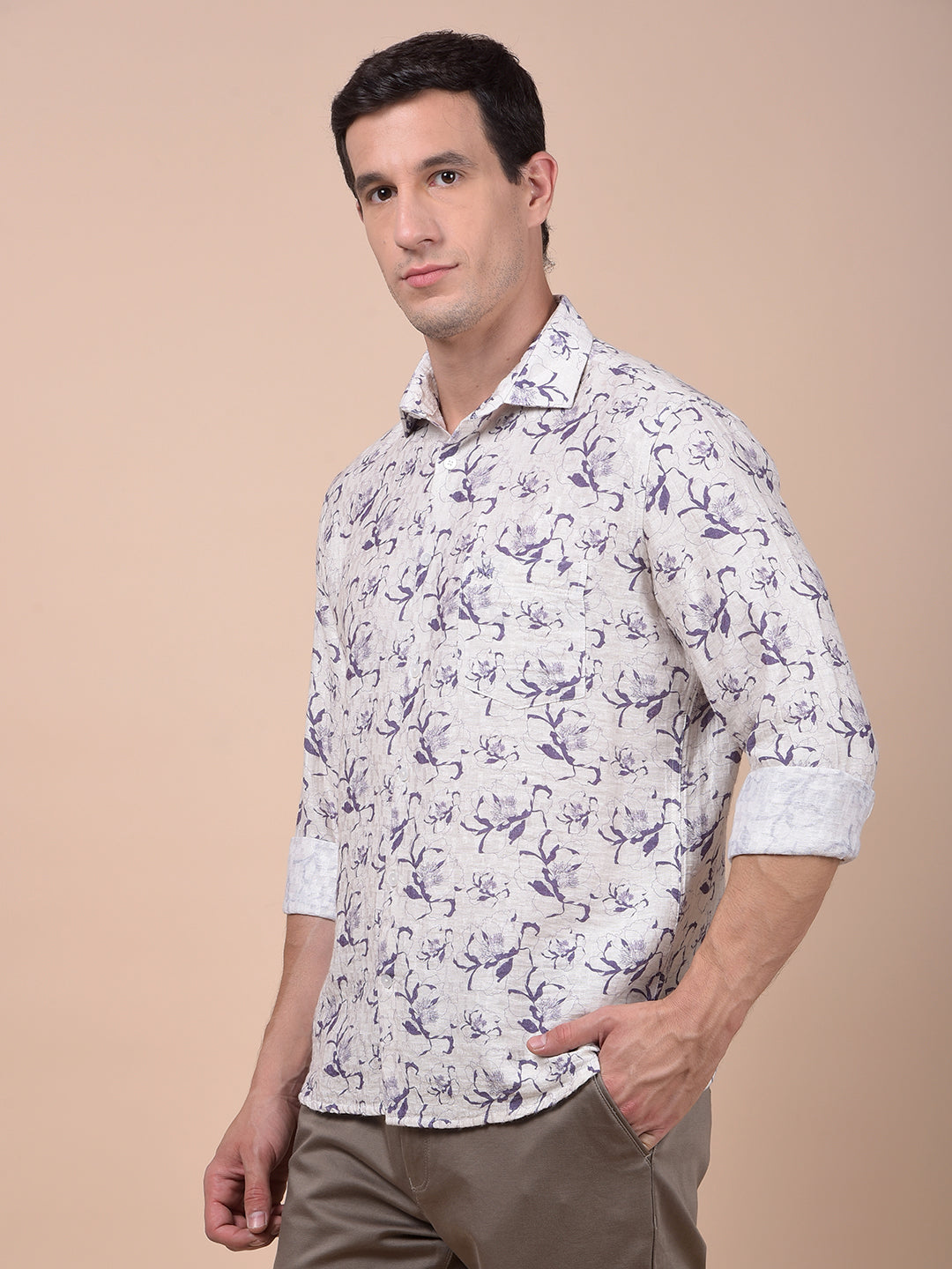 Purple Floral Print Shirt
