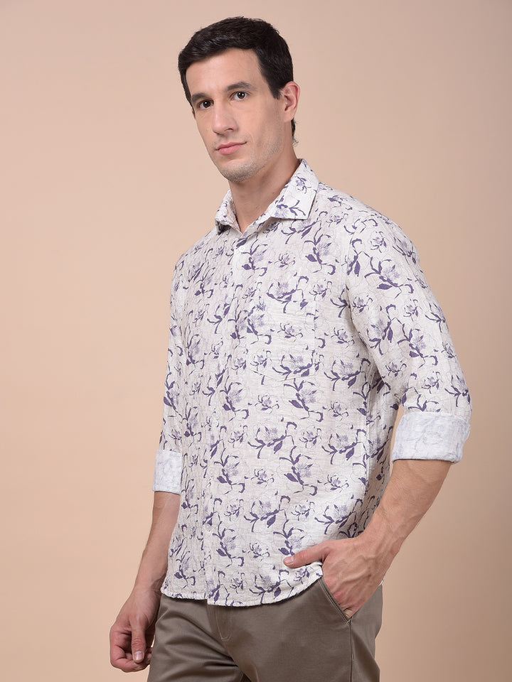 Purple Floral Print Shirt