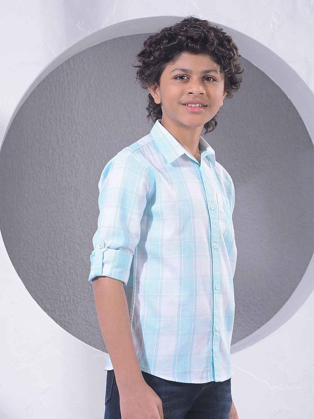 Blue Checked 100% Cotton Shirt