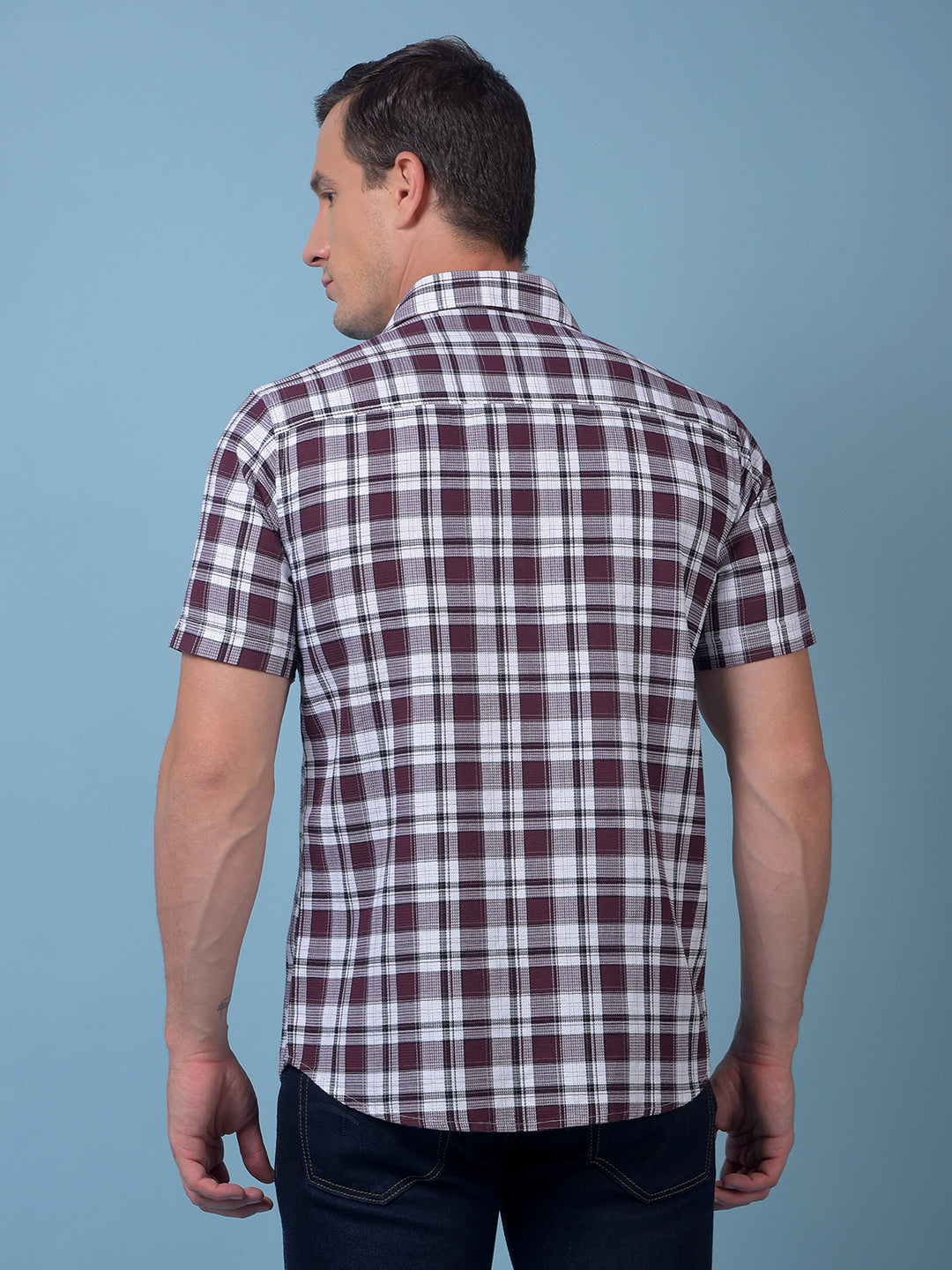 Maroon Checked 100% Cotton Shirt