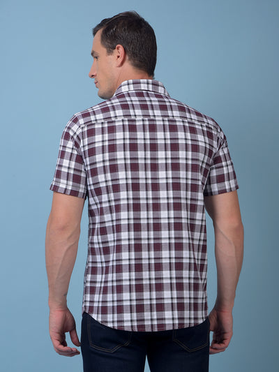 Maroon Checked 100% Cotton Shirt