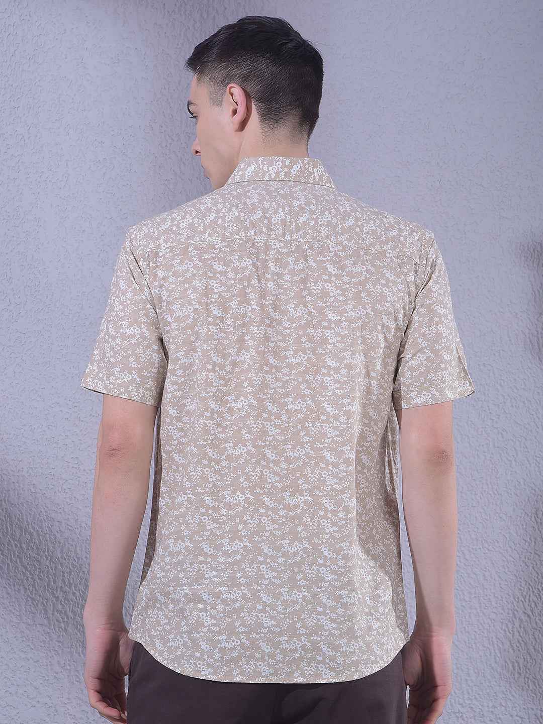 Tan Floral Print Shirt