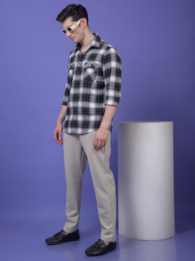 Elevated Beige Checked Trousers
