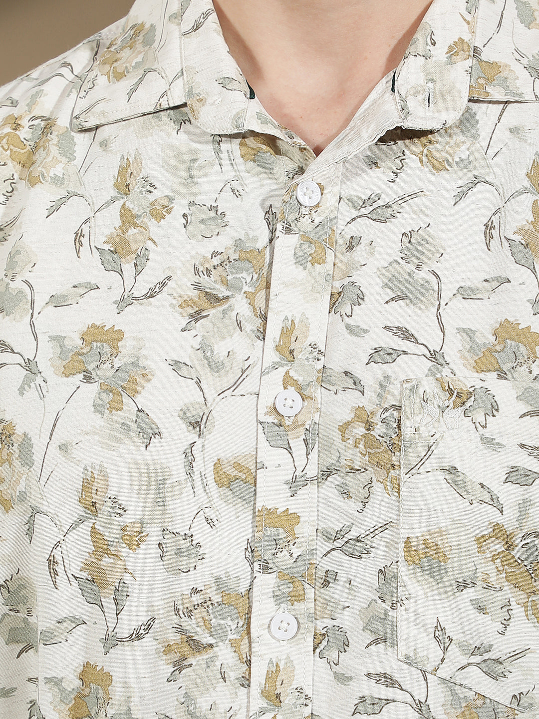 Multi-Color Floral Print Linen Shirt