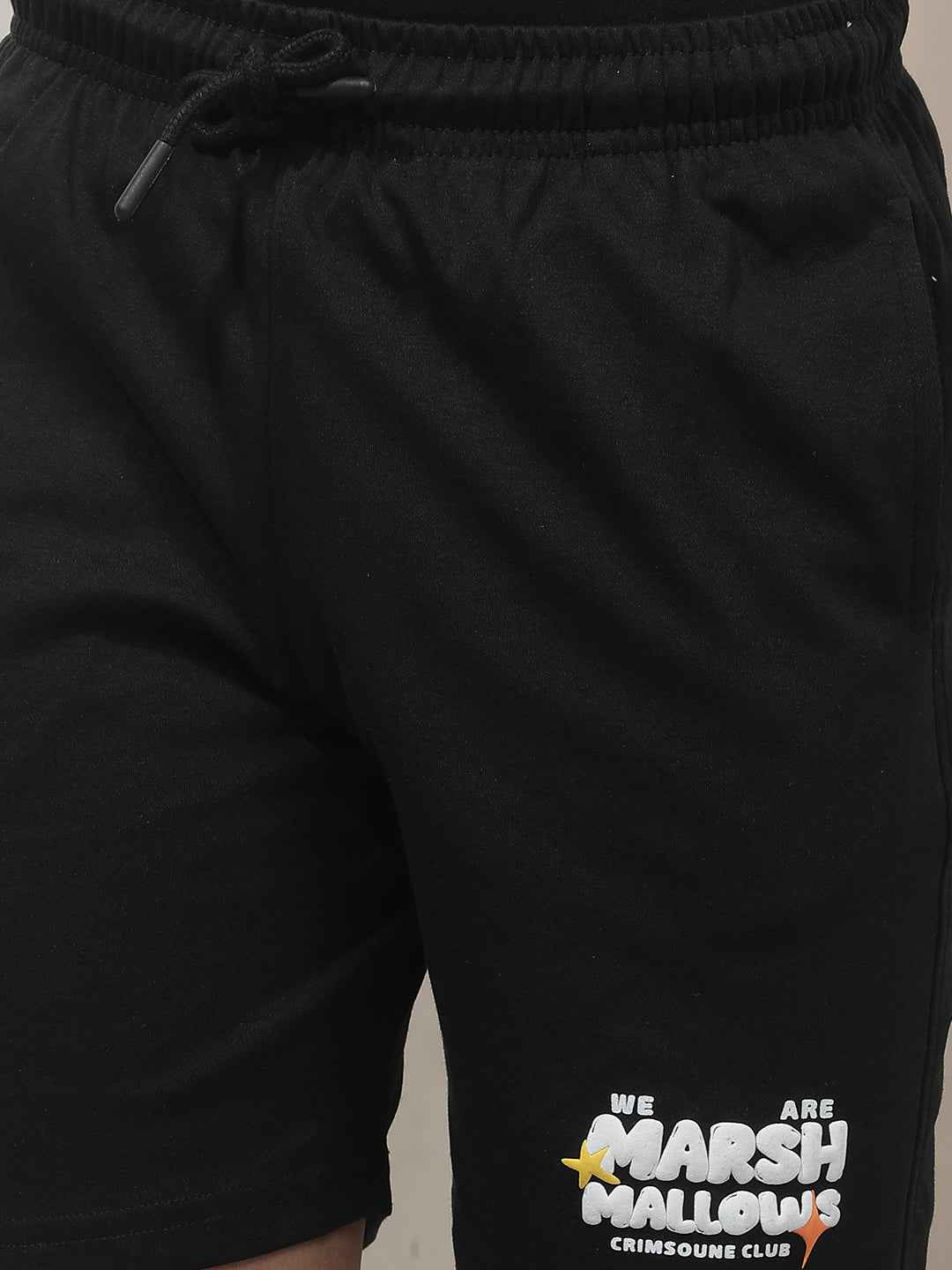 Black Graphic Print Shorts