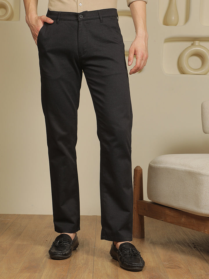 Black Printed Straight Trousers