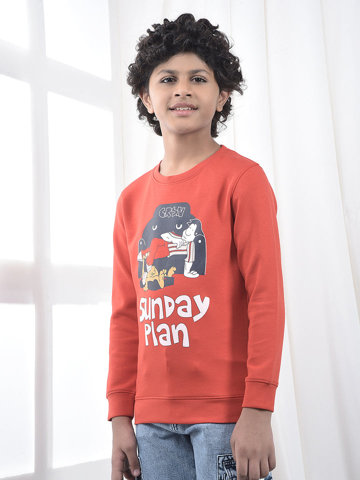 Brown Graphic Print Sweatshirt