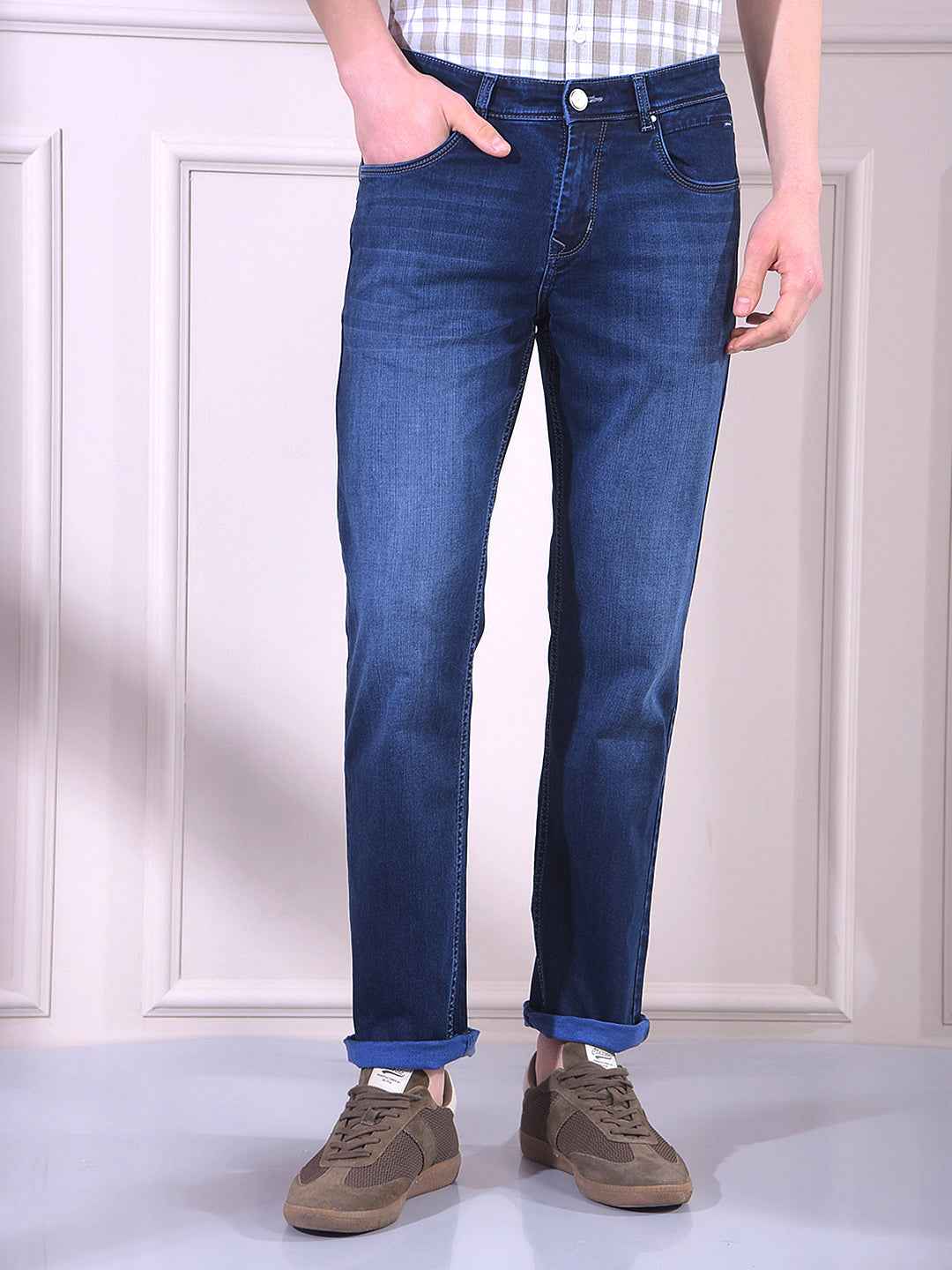 Deep Blue Straight Casual Jeans