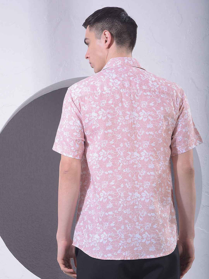 Peach Floral Print 100% Cotton Shirt